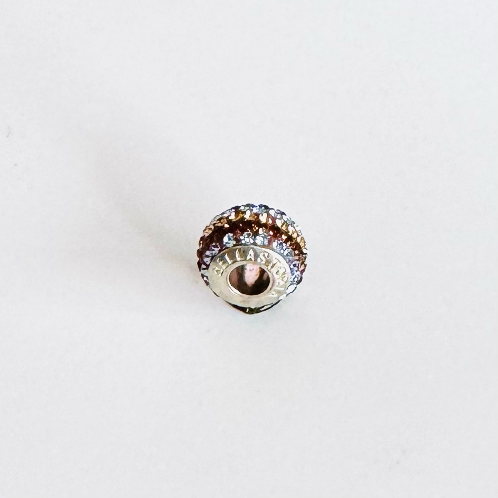 Gold, Bronze and Sky Blue Crystal Charm Bead - Picture 3 of 3